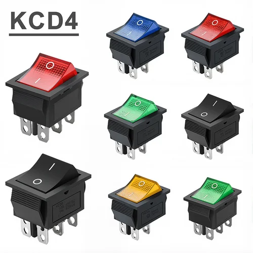 5/20 piezas interruptor basculante de enganche interruptor de alimentación E/S 4 pines 6 pines con luz 16A 250VAC 20A 125VAC KCD4 2 posiciones