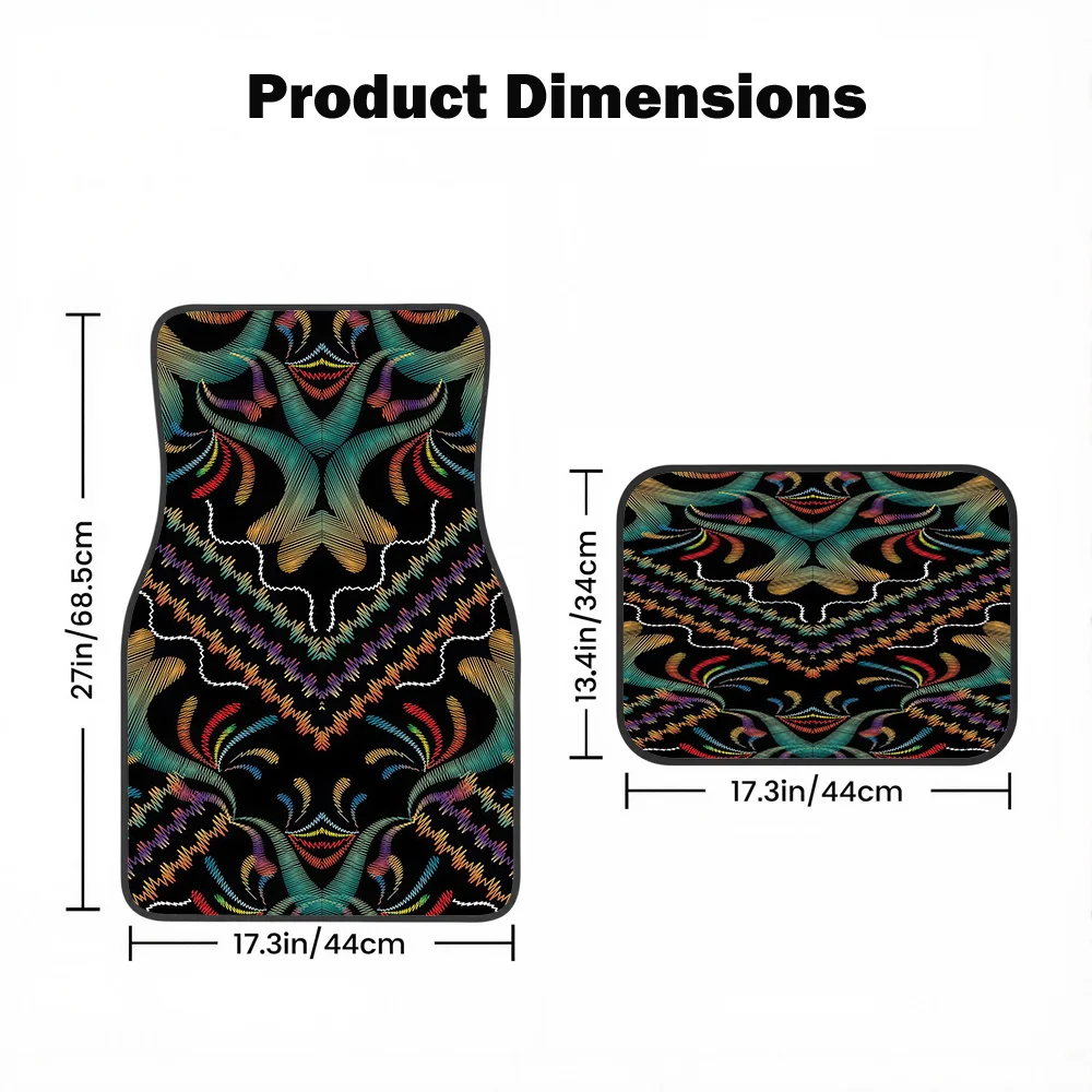 Bohemian Style Pattern Print Practical Crystal Velvet Car Mats, All-Weather Protection, Automotive Interior, Stylish Drivers, Di