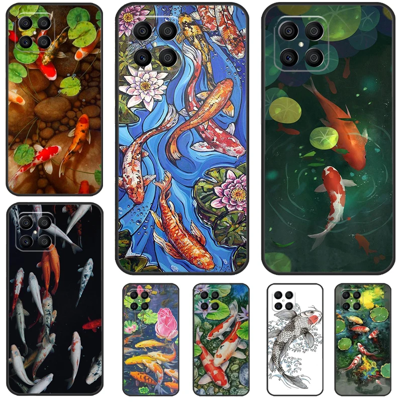 Funda con pintura de pez Koi para Honor, 70, 50, 90 Lite, Magic 6, 5 Pro, X8a, X9a, X7a, X6a, X9b, X8, X9, X7, 8X
