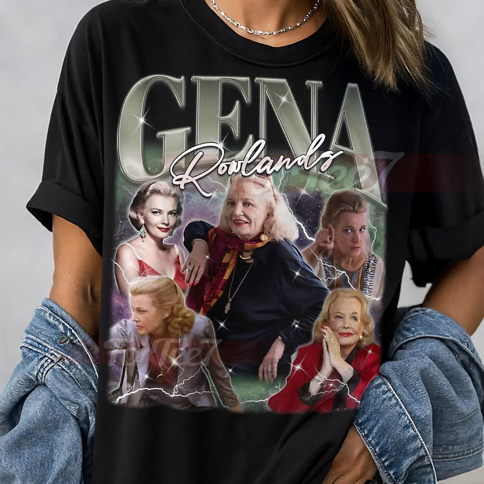 Vintage Gena Rowlands 90s Retro Bootleg T Shirt Casual Classic Actress Fans  vintage Washed Top For Everyday Wear graphic