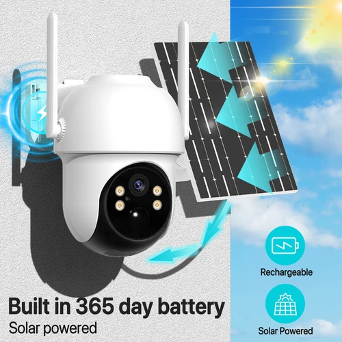 Imagen 2 del producto Cámara PTZ Solar con Zoom 6x, 4K, 8MP, HD, WiFi para exteriores, cámara IP inalámbrica, Panel Solar, seguridad, batería integrada, PIR humano, 4MP, iCsee