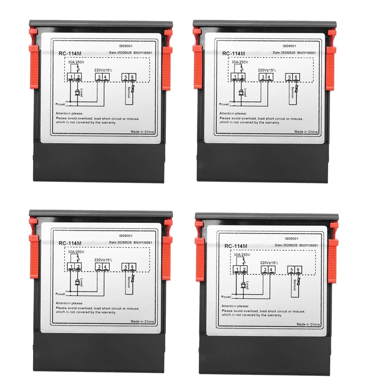 4X 220V/30A Digital Temperature Controller Rc-114M Thermostat Relay Output -30-300 Degree With Ntc Sensor