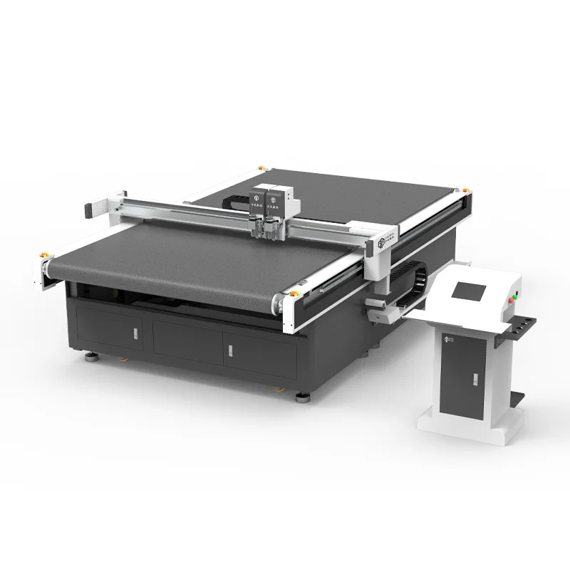 CNC Double Beam Vibrating Knife Cutter Industrial Cutting Equipment For Leather And Luggage Material