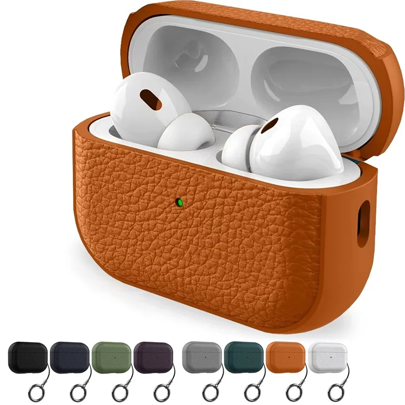Capa de Couro TPU para AirPods 4 3 2 1, Capas Protetoras para Fones de Ouvido Apple Air Pods Pro 1ª e 2ª Geração, Capa para Headset com Gancho
