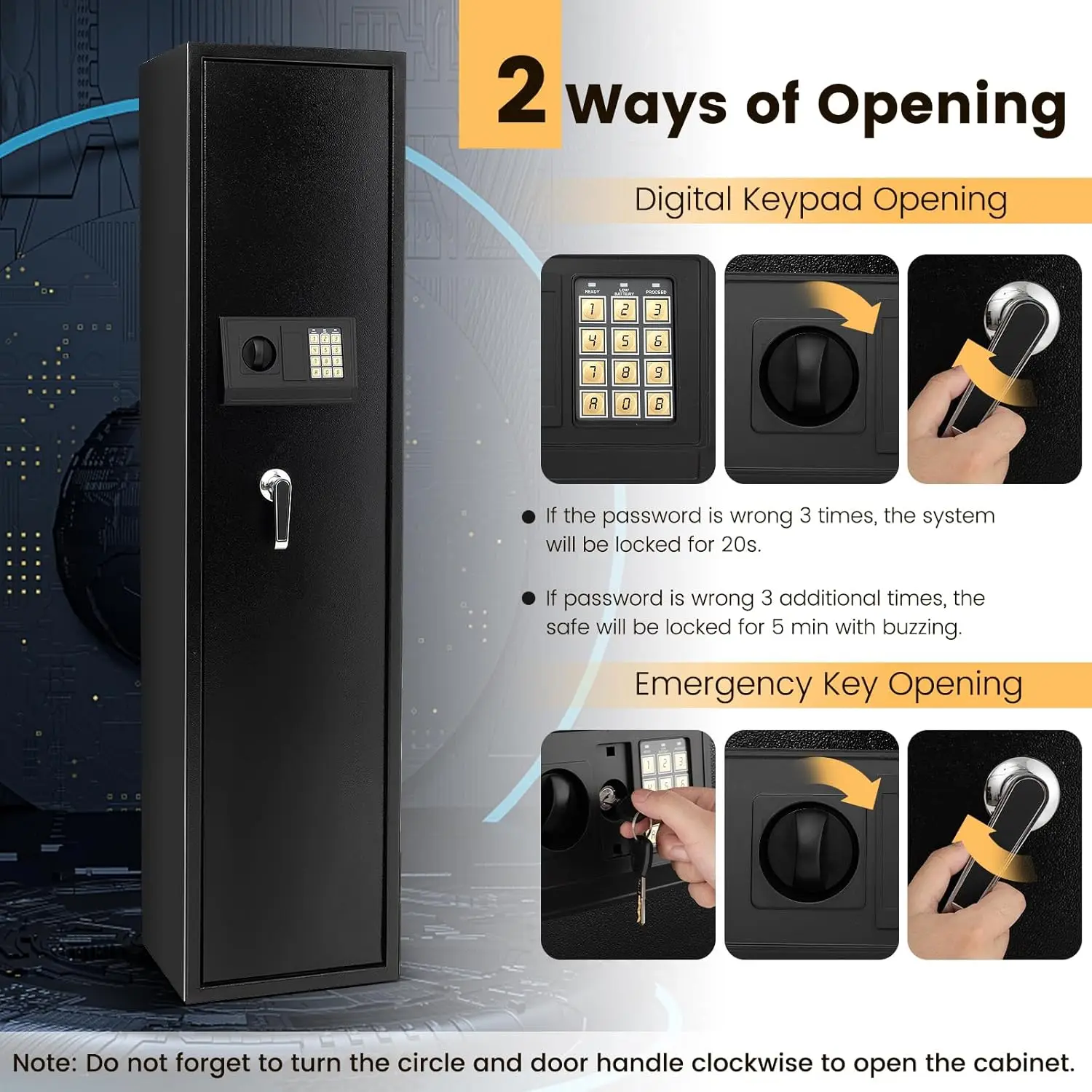 آمن للبندقية والبندقية، خزانة بكلمة مرور رقمية مجمعة مع رف قابل للإزالة وصندوق علوي قابل للقفل، خزائن مسدس شديدة التحمل لـ Long Gu