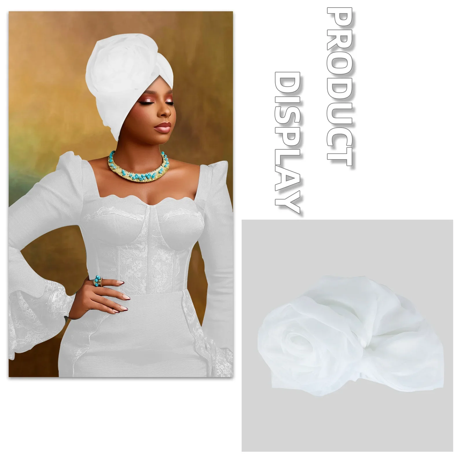 

Тюрбан с большим цветком, хиджаб, африканские женские повязки на голову, нигерийские вечерние головные уборы, свадебный головной убор, химиотерапевтическая шапка, шляпа для женщин, тюрбан Mujer