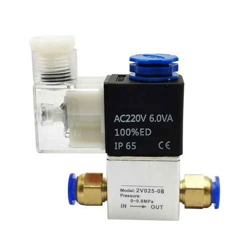 Imagen 2 del producto Válvula NC de Control neumático, solenoide de aire, 2 posiciones, 2 puertos, 1/4 "", normalmente cerrada, cc 12V, 24V, CA 110V, 220V, 2V025-08