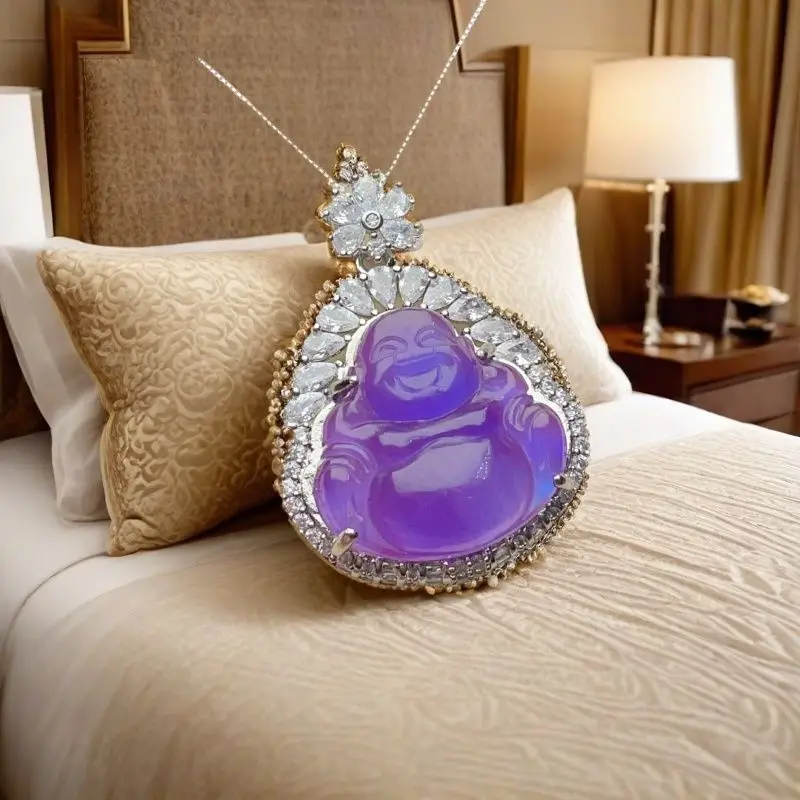 

Jade high ice inlaid violet jade Buddha Gong Buddha Gong pendant