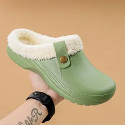 Waterproof Mule Clogs women Slippers Warm Unisex Fur Slippers House Room Slippers Trend Indoor Floor Shoes Slides For Women