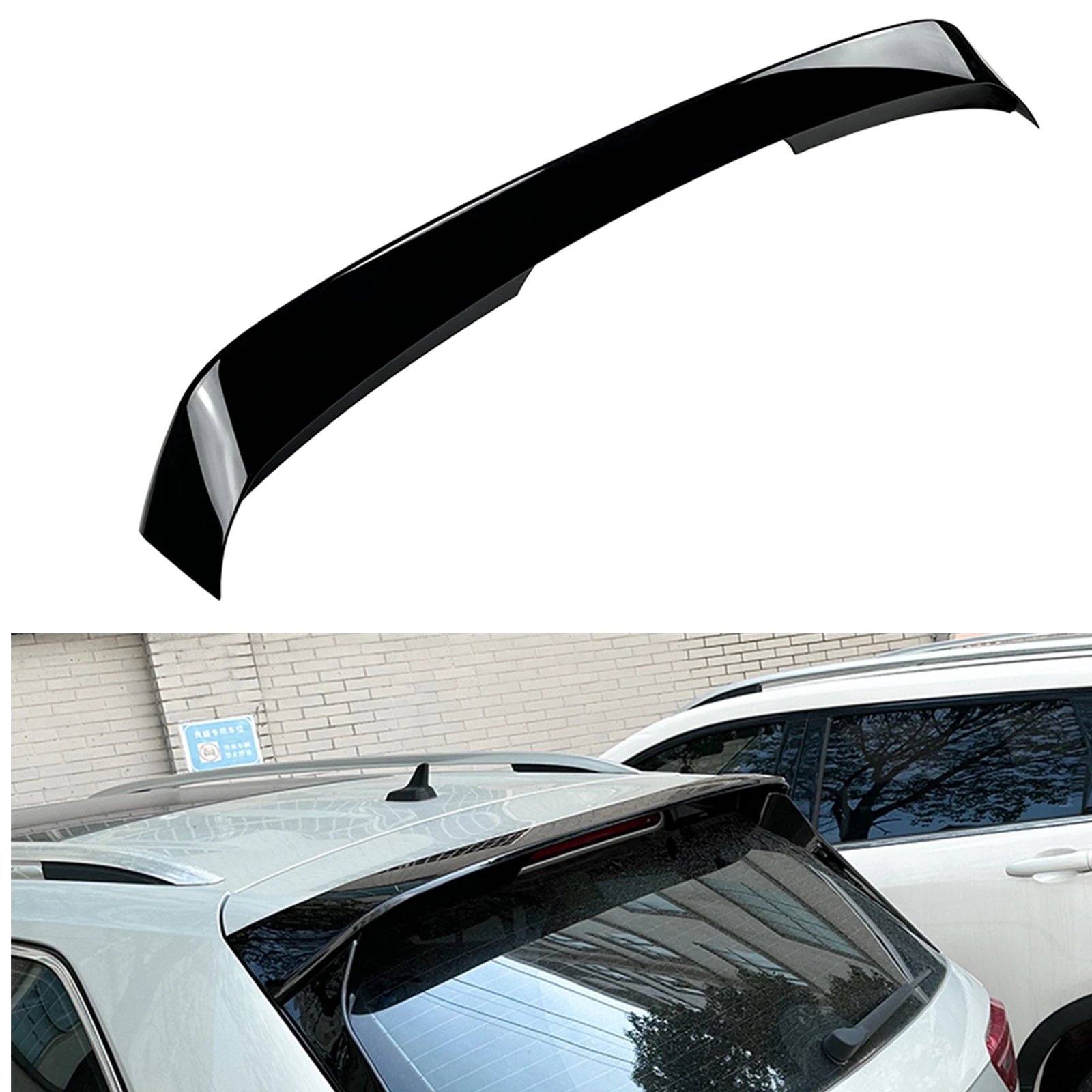 

Rear Roof Spoiler Wing For Volkswagen VW Tiguan MK2 2017-2023 Rline Carbon Fiber Look/Gloss Black Tailgate Upper Splitter Lip