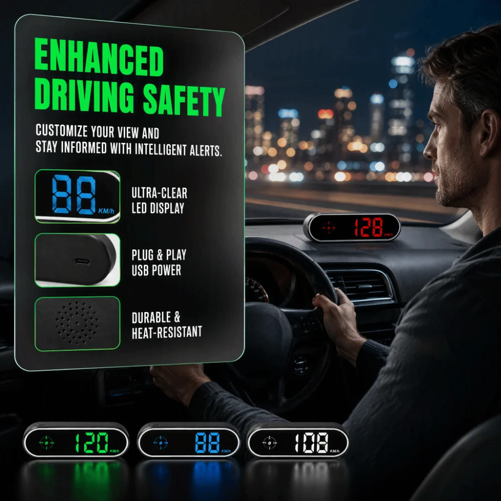 Digital Colorful LED GPS Speedometer USB Plug and Play Night Vision Digital Speed Meter HUD Display Truck HUD