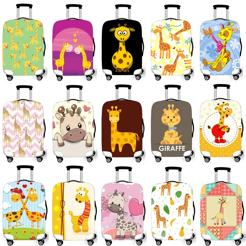 Cute Giraffe Printed Fabric Luggage Protective Cover for 18-32 inch Trolley Case Suitcase Dust Cover Travel Accessories