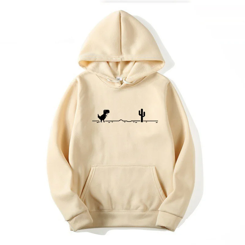 Mens Hoodie Printed Dinosaur Cactus Funny Tops Autumn and Winter for Womens Casual Hooded pullover Streetwear Basic Tops