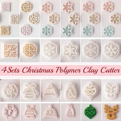 Elk Snowflake Santa Hat Christmas Soft Pottery Polymer Clay Cutter Earrings Pendant Jewelry Embossing Mold DIY Clay Tools