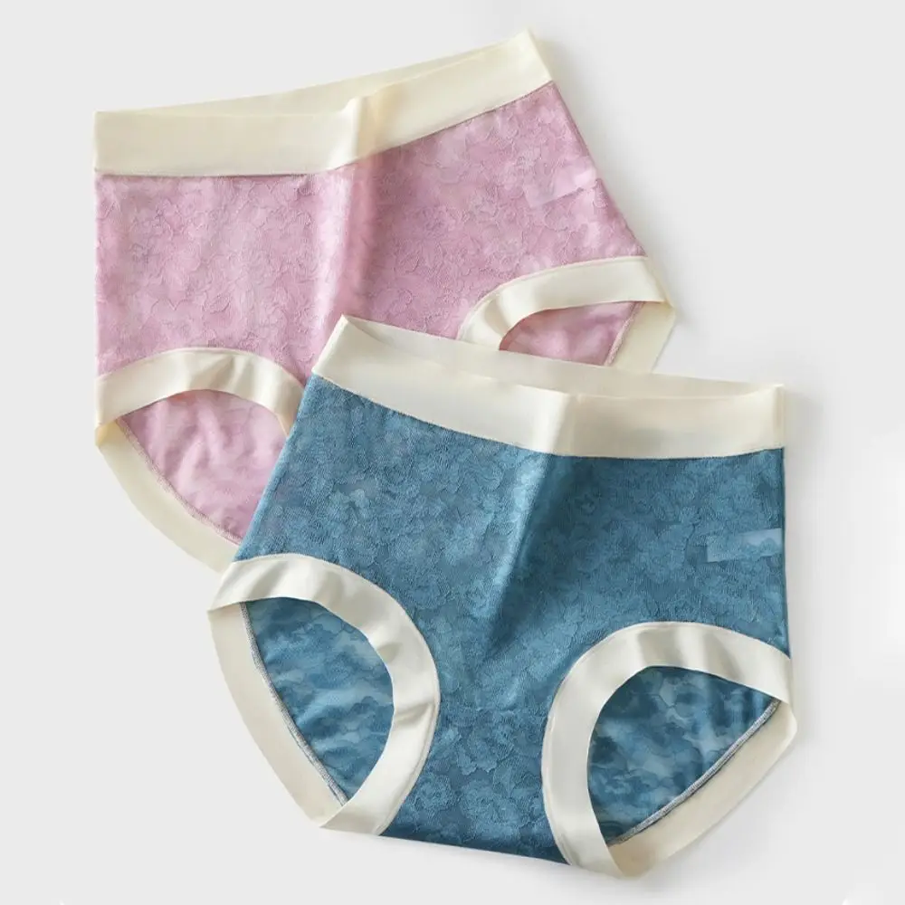 مريحة الحرير الجليد سراويل داخلية نسائية من الدانتيل النساء رقيقة جدا عالية الخصر شبكة زهرة ملخصات كبيرة الحجم تنفس سلس الملابس الداخلية يوميا