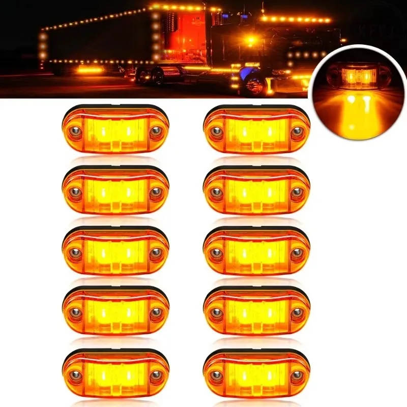 

10PCS 2LED For Trailer Trucks Caravan Clearance Lamp Surface Mount 12V-24V Universal Led Light Side Marker Lights 2025 NewFine
