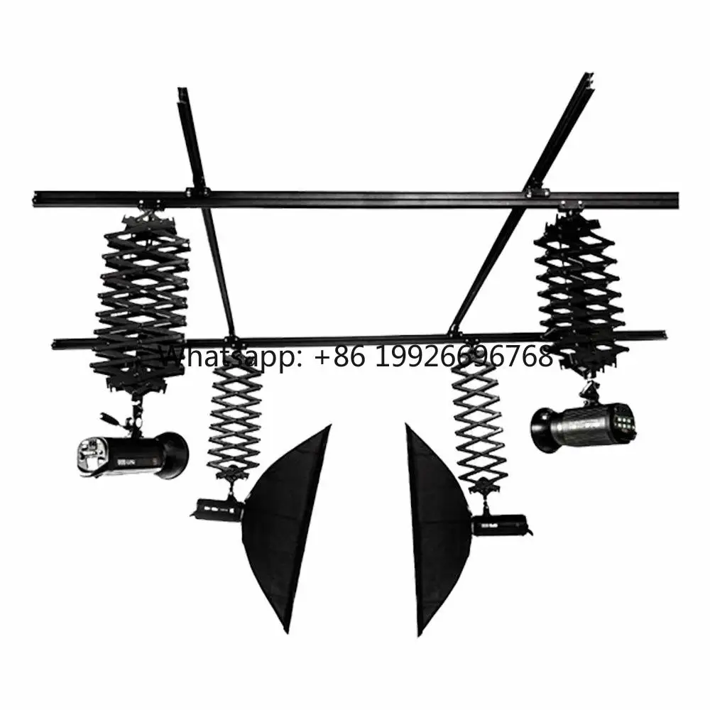 Pantograph Photography Ceiling Rail System Kit 3.0M Studio Lighting Support 2M Extended Aluminum Alloy Black