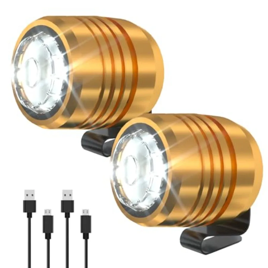 

Rechargeable headlights for clogs and sandals, adjustable light accessories for kids and adults, gold-colored lightweight clip-