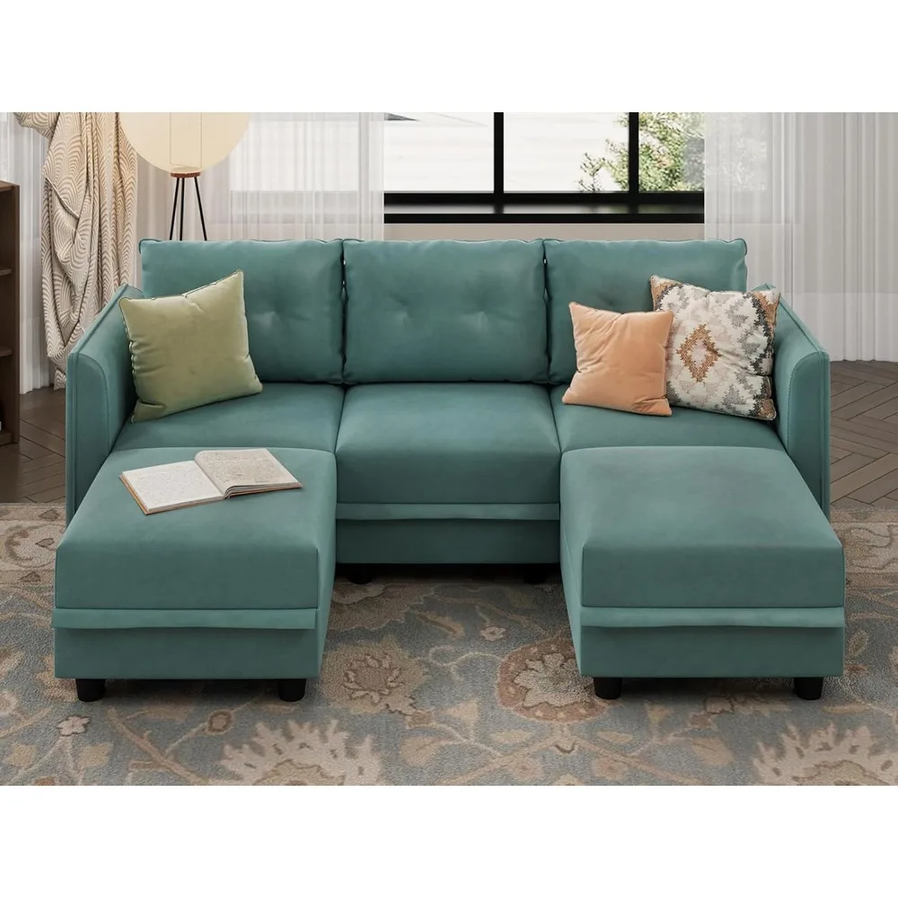 Modular sofa, U-shaped sofa with storage space, leather waterproof sofa in living room, 5-seat modular sofa