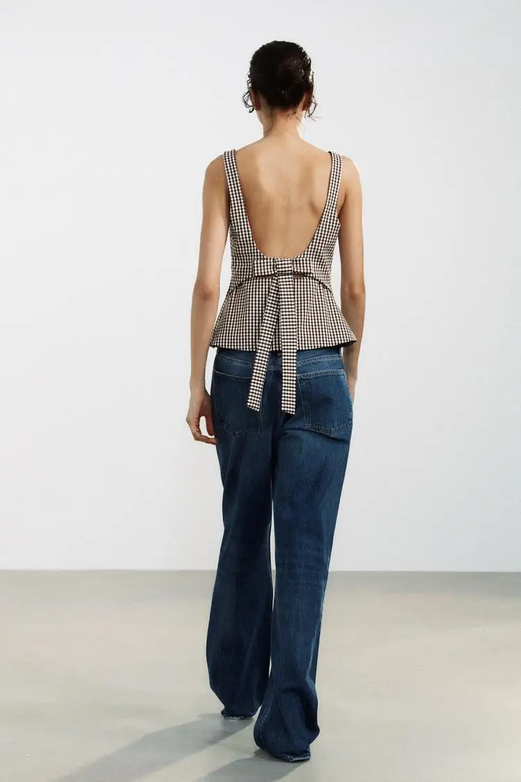 เสื้อผู้หญิงแฟชั่นฤดูร้อน สายผูกโบว์ ลายเล็ก ทรงเข้ารูป ผ้าโพลีเอสเตอร์ ความยาวปกติ