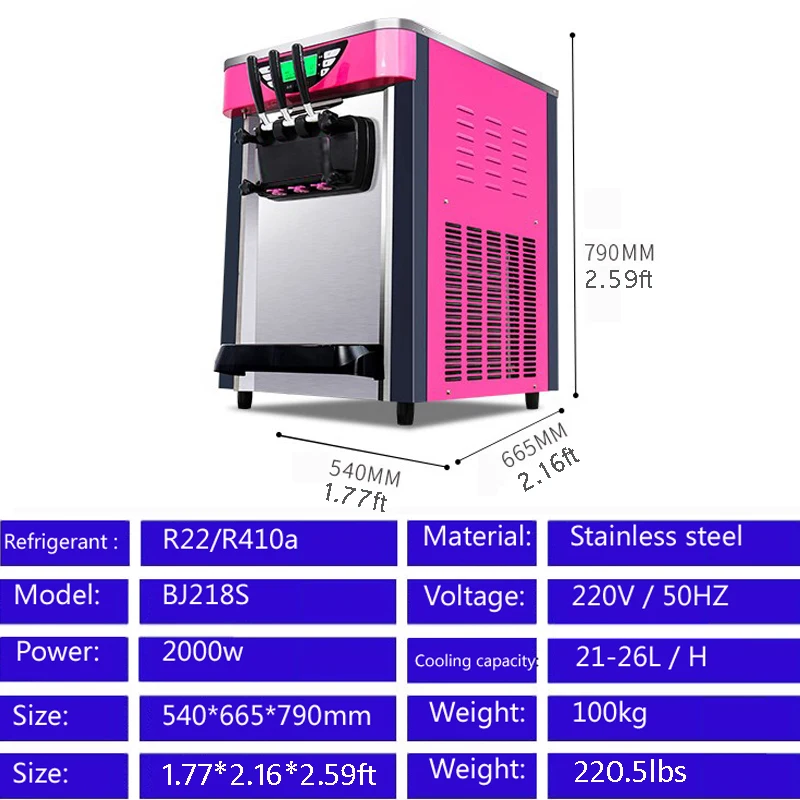 Vendita calda Macchina per il gelato Macchina per fare il gelato in acciaio inossidabile Gelato morbido a tre gusti