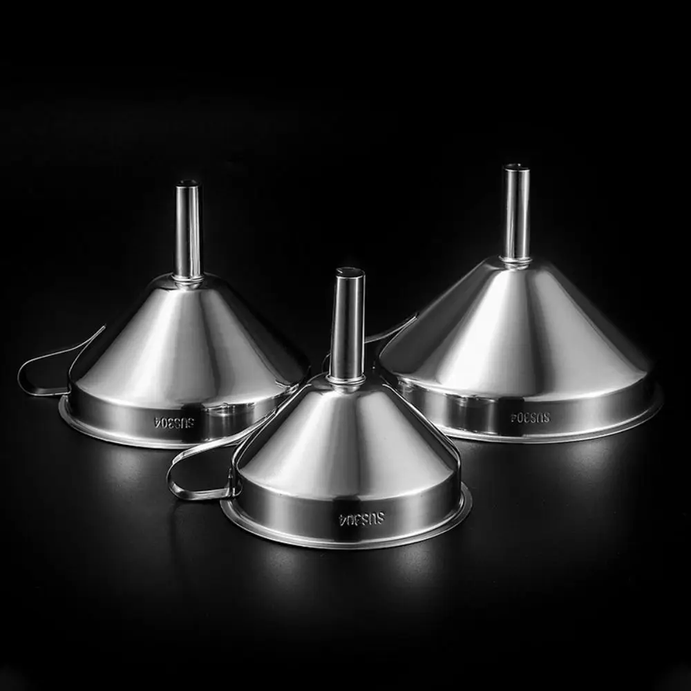 Wide Mouth Stainless Steel Funnel with Detachable Filter Spice Cooking Oil Filter Strainer Oil Spill Kitchen Tool Filter Funnel view 3