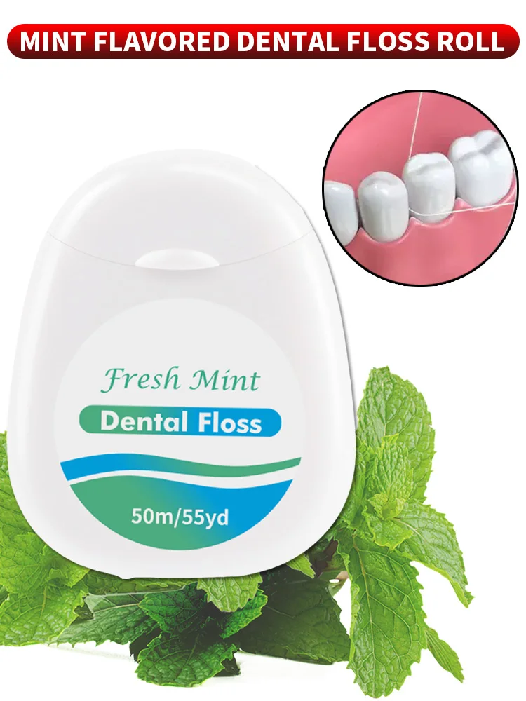 6 pièces, 3 pièces, 1 pièce, rouleau de fil dentaire à la menthe, 50 mètres 1 pièce, petit et pratique, outil de nettoyage pour les espaces interdentaires
