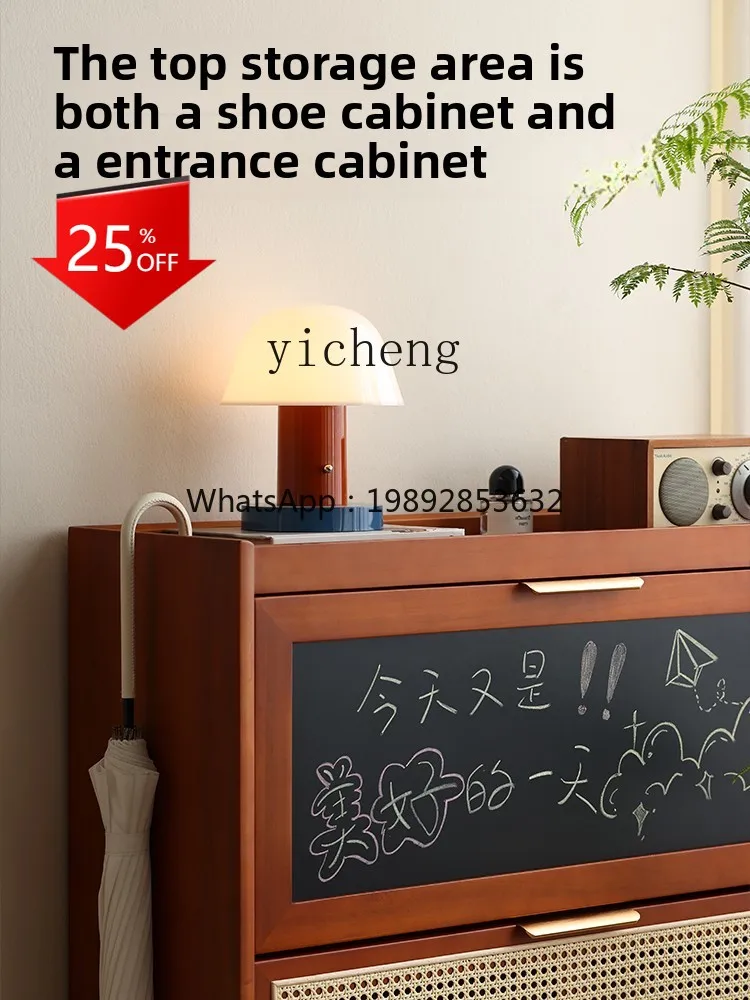

ZZ rattan shoe cabinet solid wood household door porch cabinet small apartment tipping bucket ultra-thin shoe rack