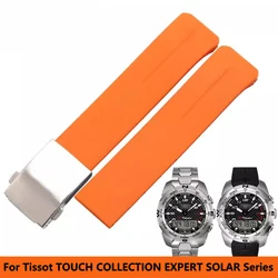 20mm 21mm Black Orange Silicone Rubber Strap FOR Tissot TOUCH COLLECTION EXPERT SOLAR Series T091T013 T081 Men's Watch bracelet