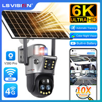 LS VISION 12MP 10X Zoom Dual Screen Solar Camera Outdoor 6K 4G/WiFi Red Blue Light Alarm Auto Tracking Security Cameras V380 Pro