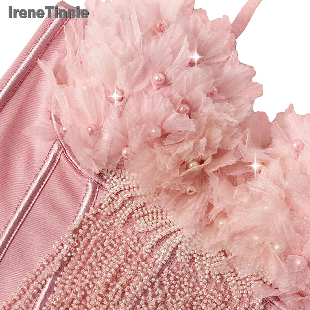 IRENE TINNIE مثير شرابة رفع مشد مجروم Y2k المحاصيل القمم السيدات بوستير الصدرية سترة تانك القمم المرأة زهرة الكورسيهات الشارع الشهير #6