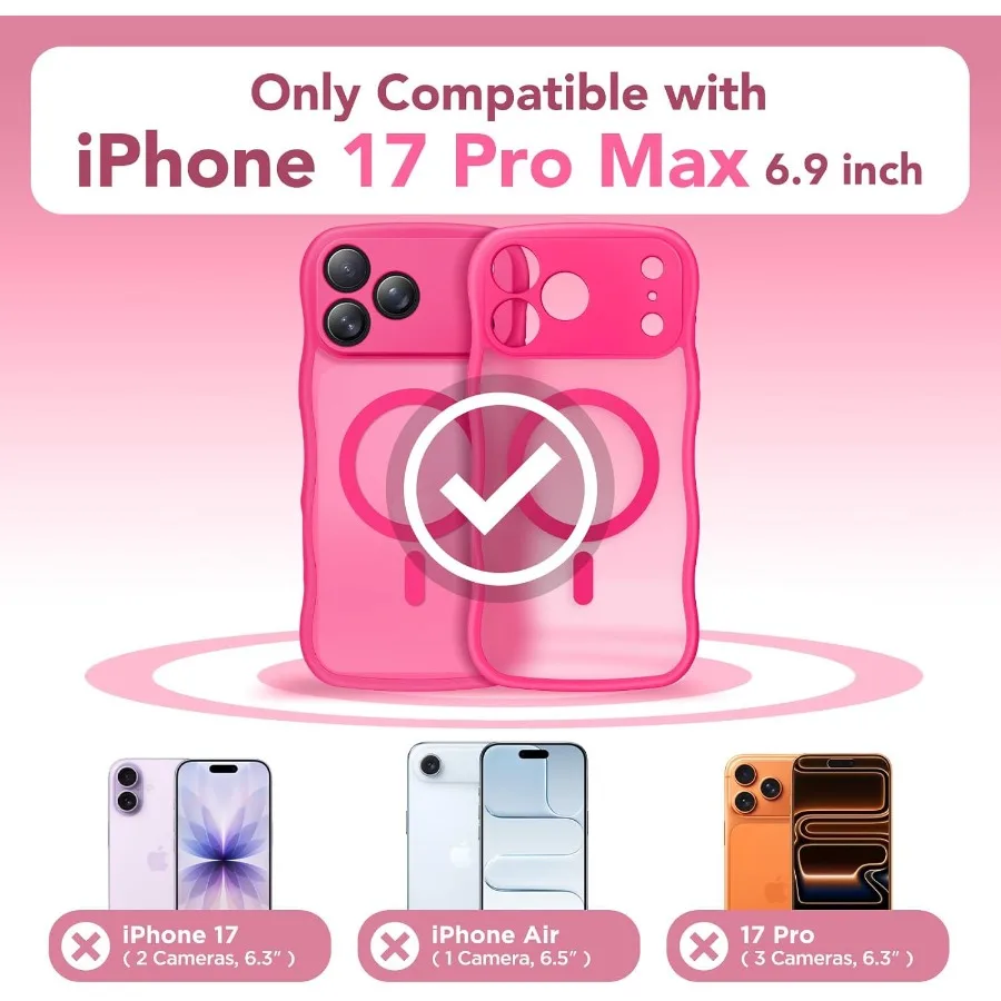 حافظة هاتف مغناطيسية شفافة غير لامعة لهاتف iPhone 17 Pro Max مع حماية كاملة للكاميرا ومعرف توافق MagSafe