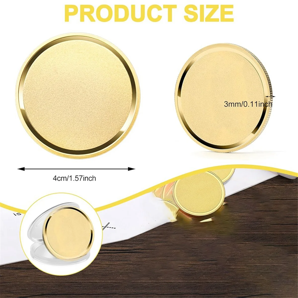 Bronze Laser Engraving Blanks com caixa de proteção acrílico, desafio em branco, moeda fosco, artesanato DIY, 40mm, 10pcs