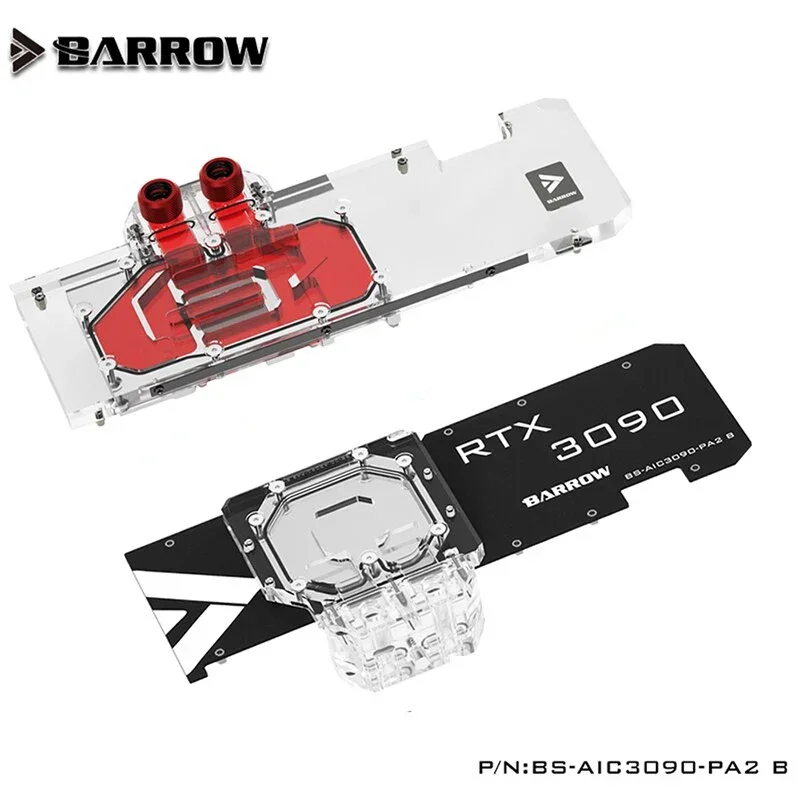 Barrow 3090 GPU Block Full Cover Graphics Card Water Cooling Blocks,For ZOTAC RTX 3090 TQ OC, BS-AIC3090-PA2