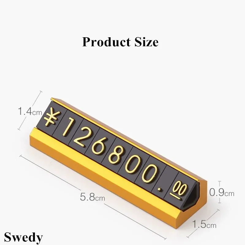 Small Aluminum Adjustable Number Letter Jewelry Price Cube Tags Metal Pricing Label Card Tags Sign Holder Display Stand