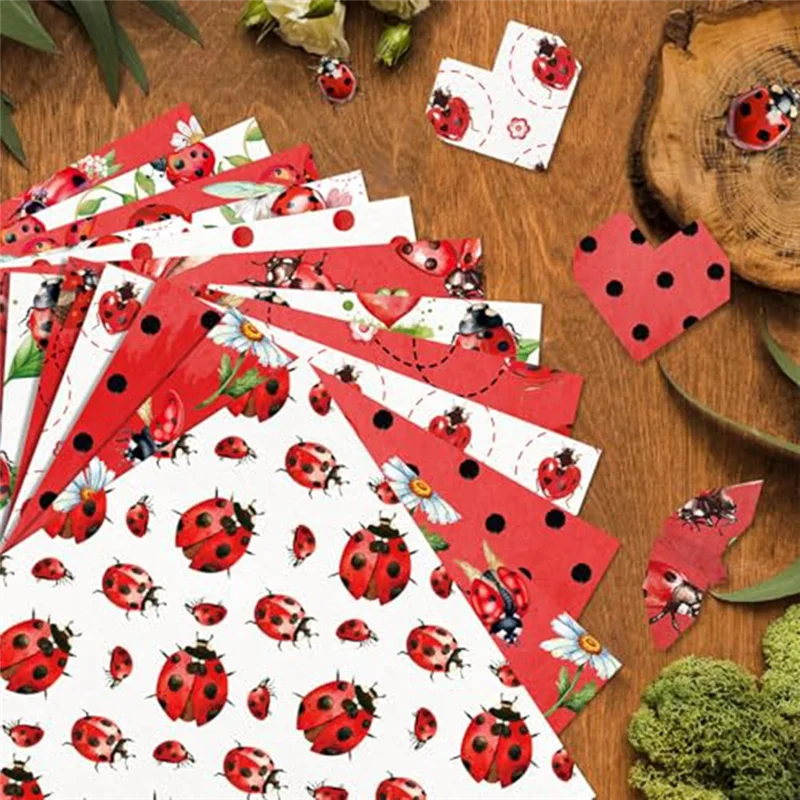 L52A-قواس نمط قصاصات ورقية 12 بوصة × 12 بوصة على الوجهين 24 ورقة ديكور Decoupage بطاقات الخنفساء