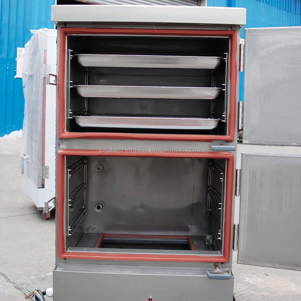 Double Doors Food Steaming Cabinet Commercial Rice Steamed Bun Steamer Cabinet Automatic Industrial Steam Heating Rice Cooker