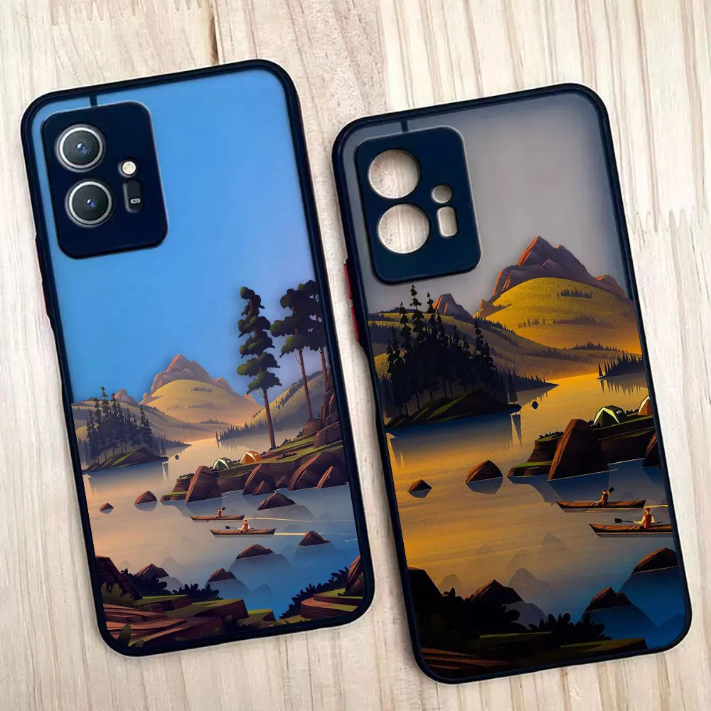 Case for VIVO Y93 Y91C Y91 Y85 Y77 Y76 Y75 Y73 Y72 Y71 Y53 Y52S Y50 Y35 Y22 Y21 Y20 4G 5G Case Art hand-Painted Mountain Scenery