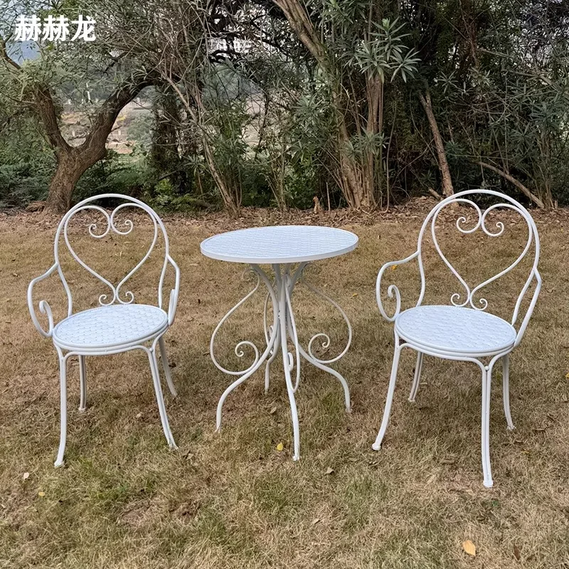 

living room, bedroom, Outdoor Garden Table & Chairs, Milk Tea Courtyard Leisure Combination