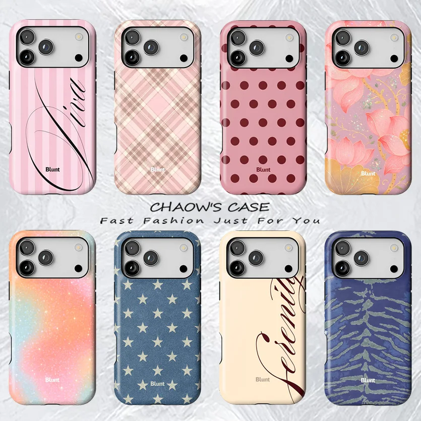 

Luxury BluntS Y2K Retro Pink Plaid Phone Case for iPhone 17 17e 16e 16 15 14 13 12 11 Air Pro Max Plus Double-layer Back Cover