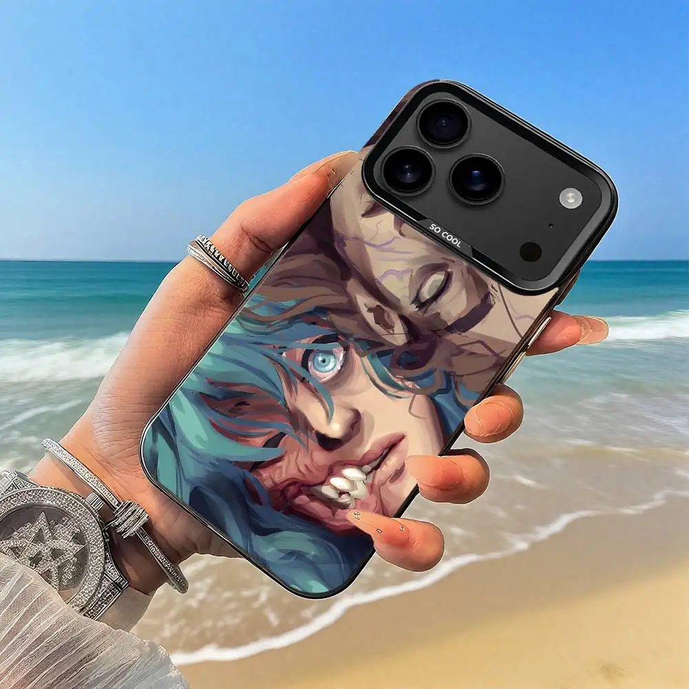 حافظة هاتف كارتون S-Sally Face SF حافظة سوداء لهاتف iPhone17,16,15,14,13,12,Pro,Max,Plus,E,SE4,Air,Mini