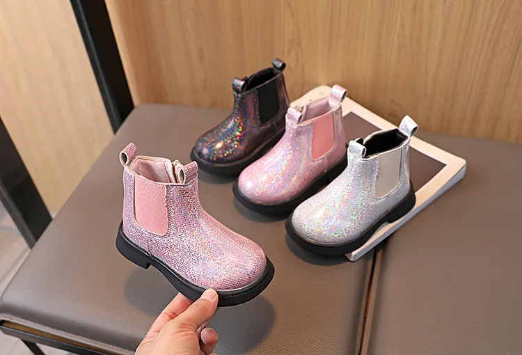 Ragazze Glitter principessa stivali caldi bambini stivali invernali Martine bambini cerniera laterale Slip on tinta unita antiscivolo scarpe Comfort