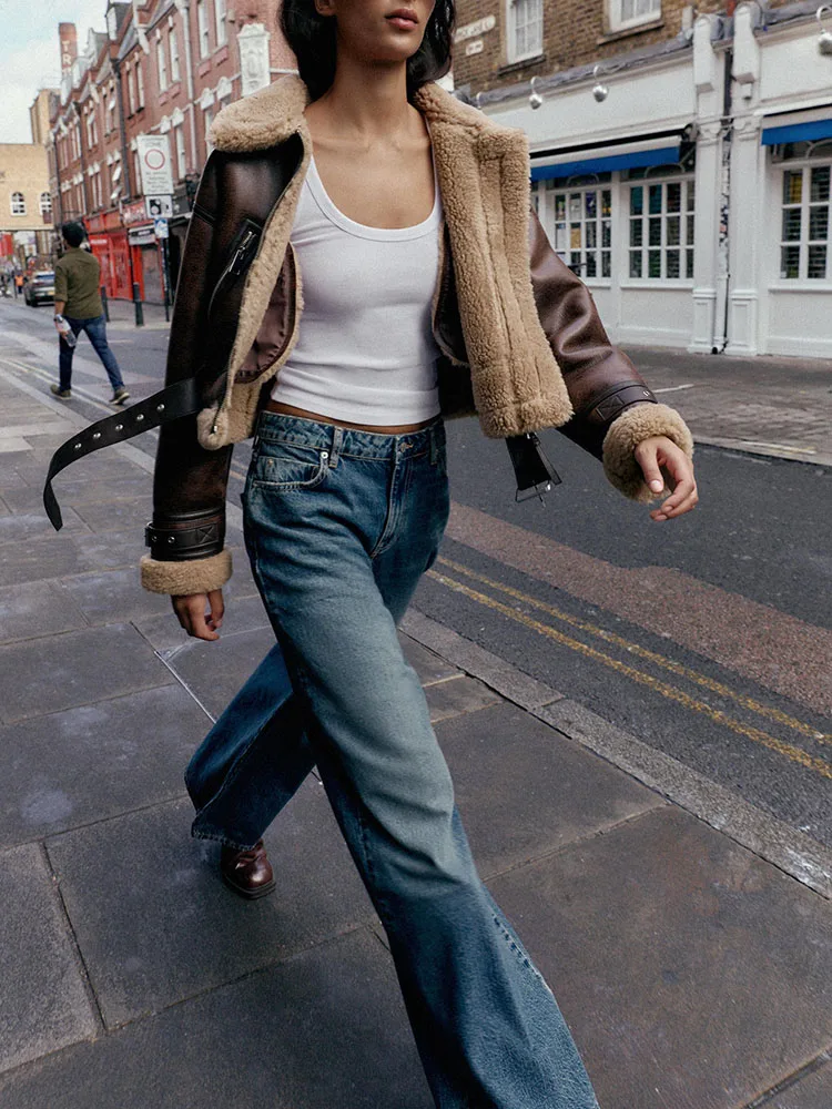 

Ele двусторонняя верхняя одежда с воротником Jaet для отдыха для женщин, новинка осени 2023, длинное женское пальто на молнии