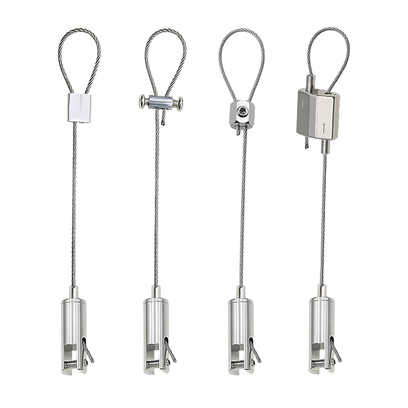 

1.5mm adjustable steel wire suspension rope, acrylic fixed fixture for hanging pictures/billboards