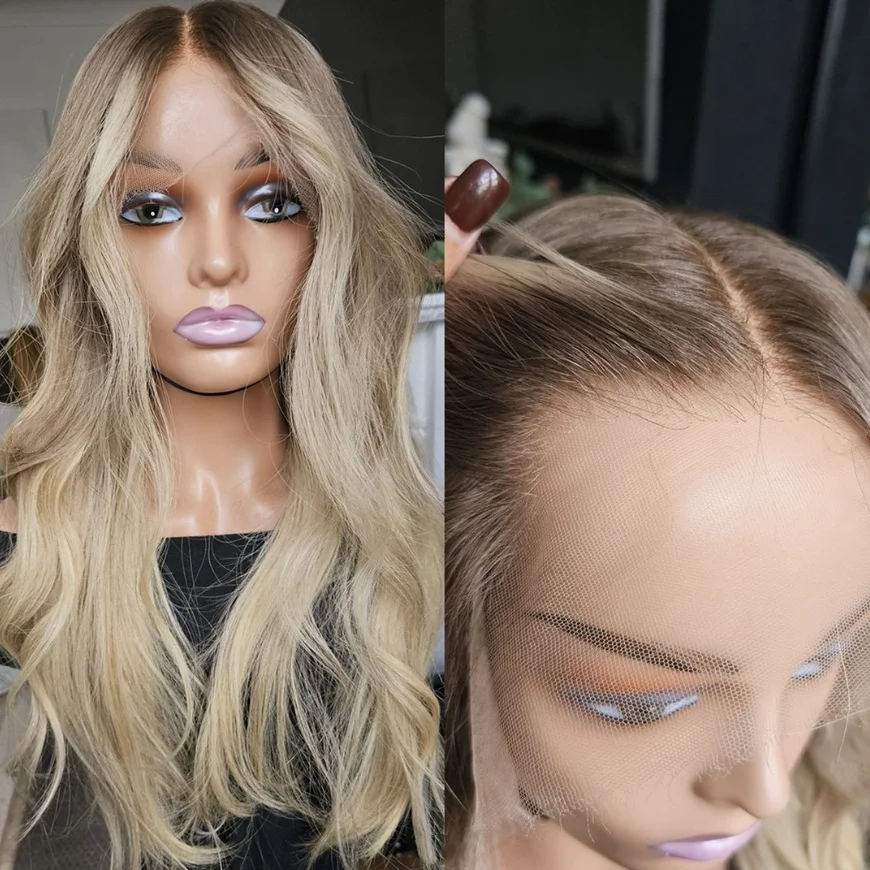 

Бесклеевой парик Премиум-волокно Синтетические волосы Парик фронта шнурка Роскошный пепельно-русый мелирование Цветной парик фронта шнурка Натуральная линия волос