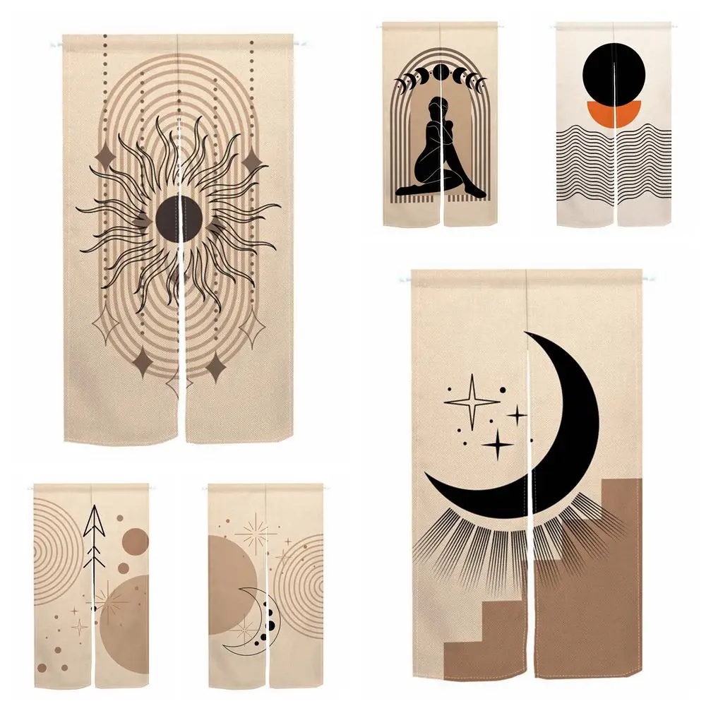 

Nordic Style Pattern Japanese Door Curtain Bedroom Kitchen Entrance Door Hanging Decoration Opaque Half-Split Doorway Curtains