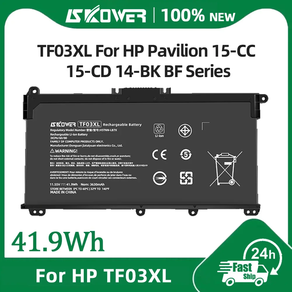 SKOWER TF03XL Laptop-Akku für HP Pavilion 14-BK 14-CE 15-CS 15-CC 15-CD 17-BY TPN-C136 TPN-I130 TPN-Q207 Passend für HT03XL