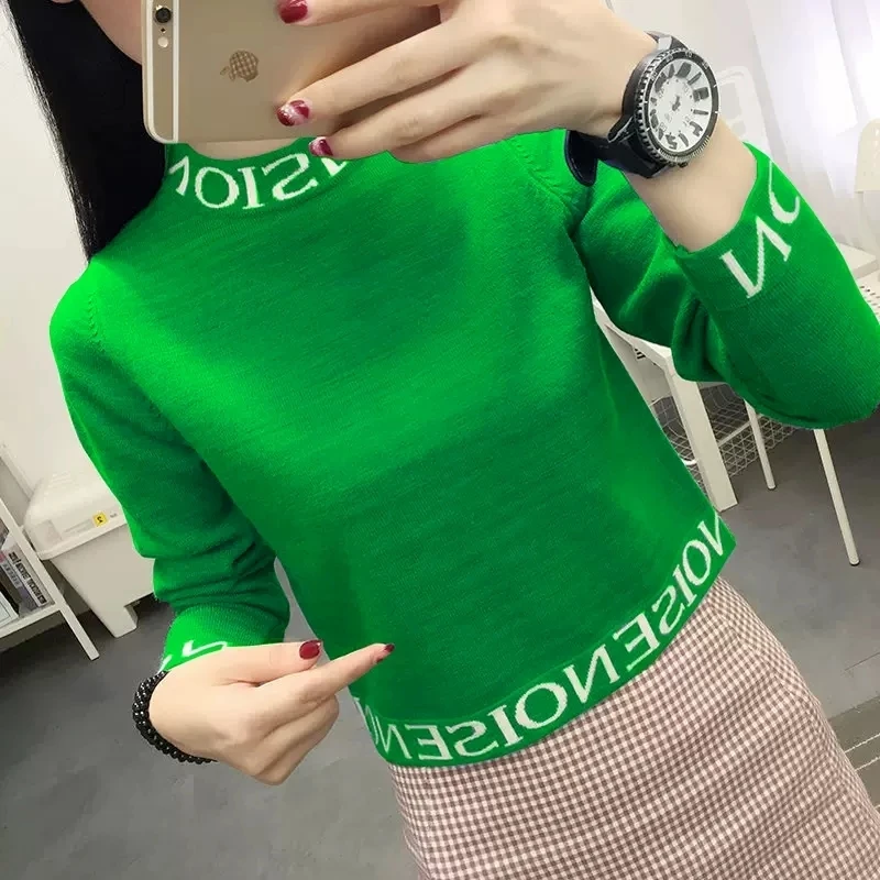 Short sweater women new high waist slim small winter coat knitted inner half high collar bottom shirt autumn and winter 2022