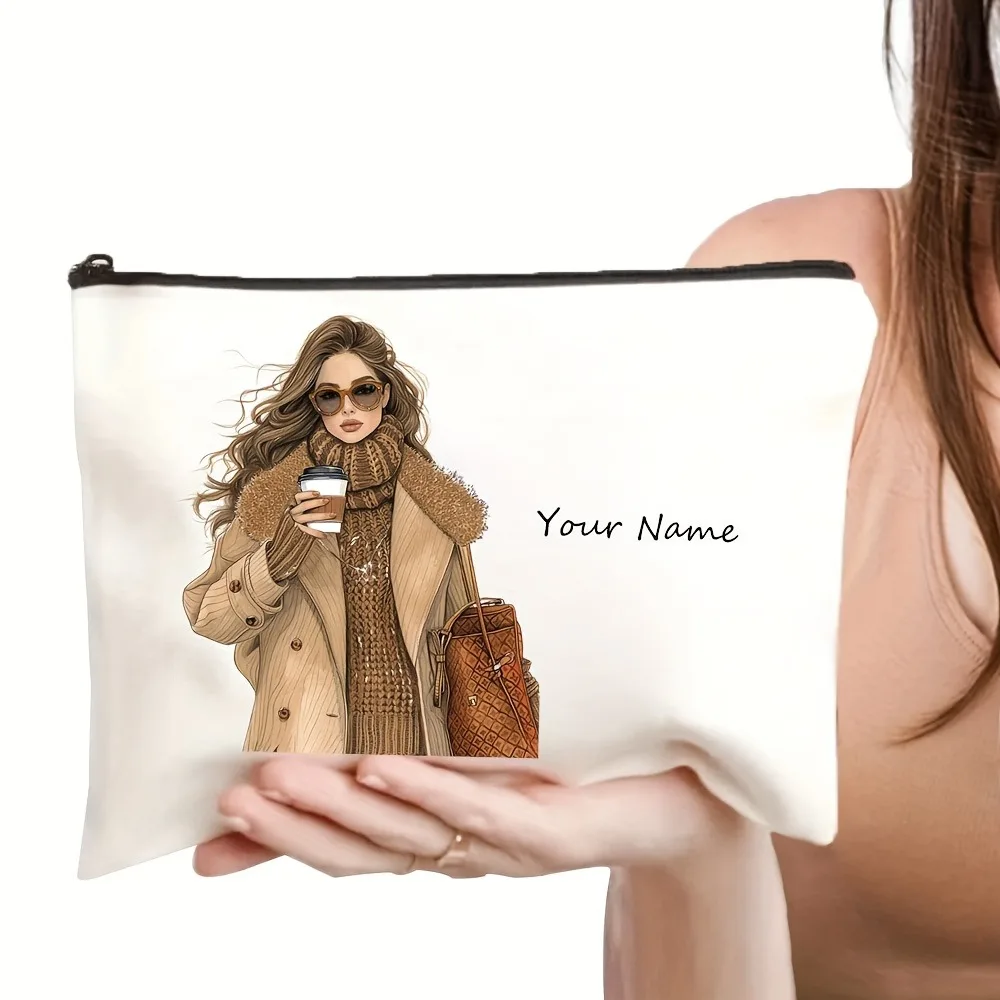 Benutzerdefinierte Name Cartoon Mode Mädchen Muster Make-up Tasche Handtasche große Kapazität Kulturbeutel Federmäppchen schickes Geschenk Kosmetiktasche – Detail 16