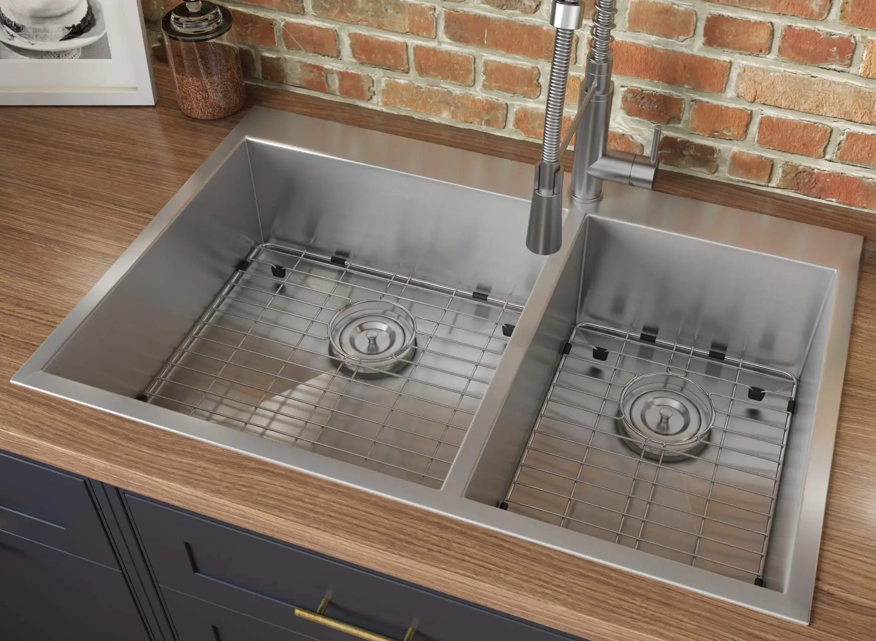 33x22-in 60/40 Zero-Radius Drop-in Double Kitchen Sink - RVH8050